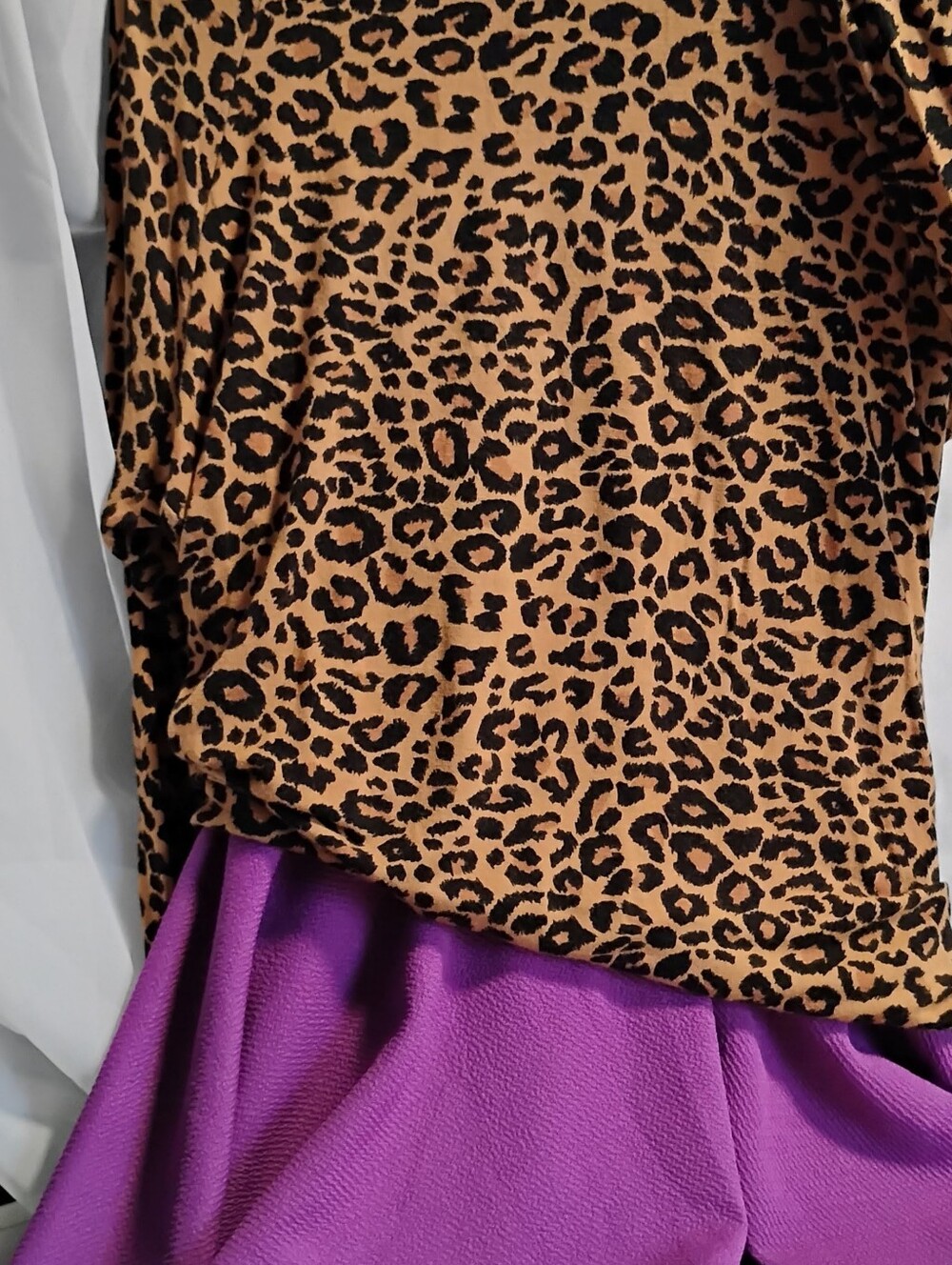 80s Inspired Leopard & Purple Skater Outfit,FREE Handmade Earrings, Bold, Fun!